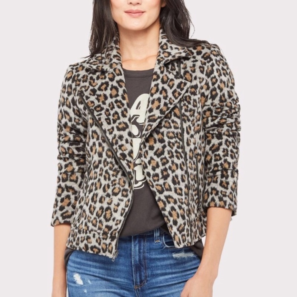 Cupcakes and cashmere leopard motorcycle jacket